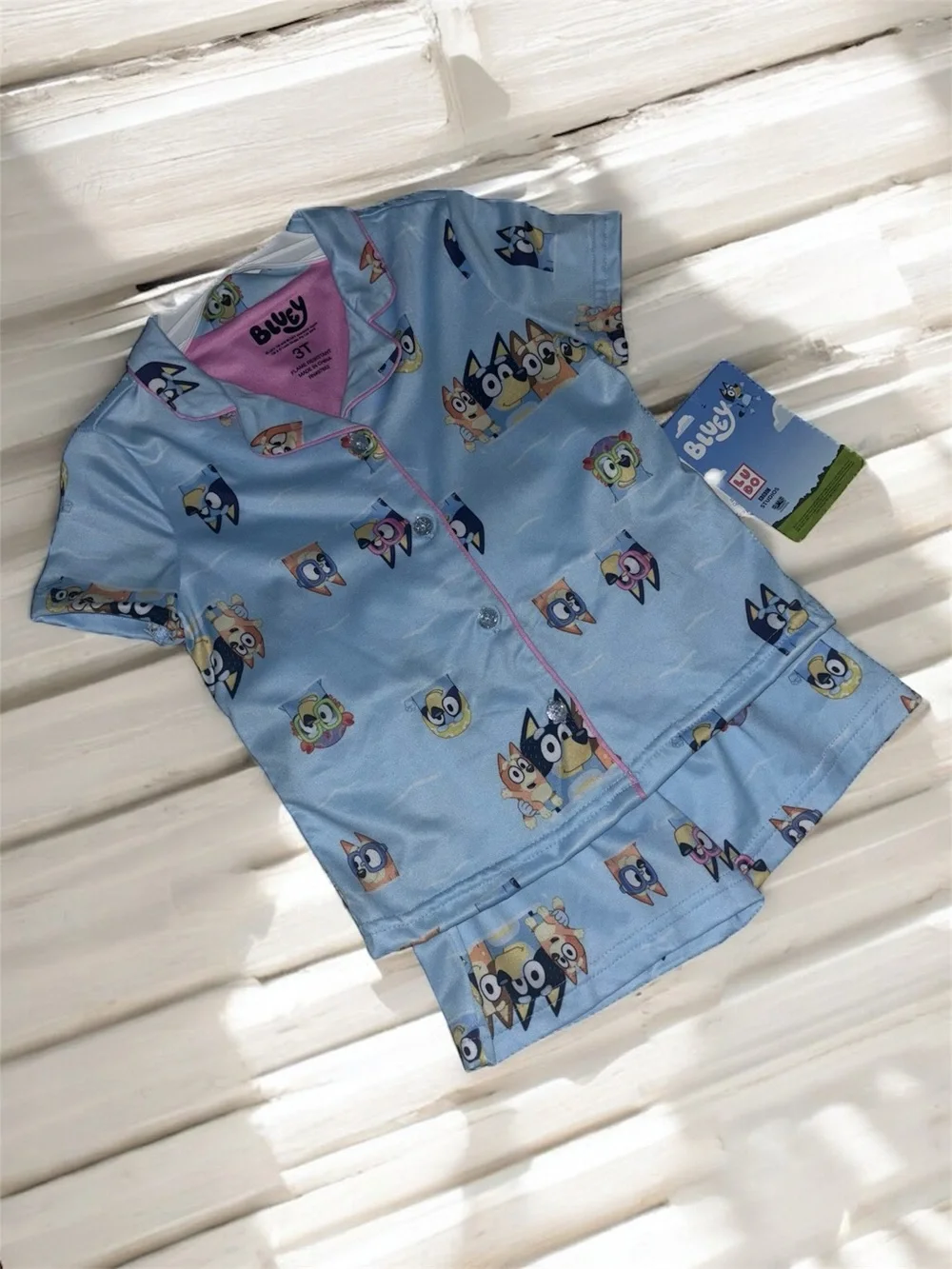 Blue 'Bluey' Short Sleeve Kids Pajama Set Toddler Girls 2T 3T